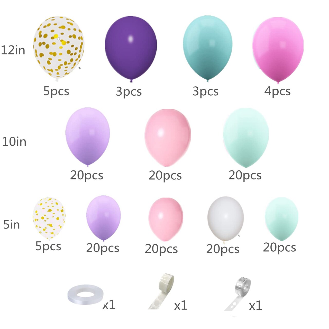 168 Pieces Unicorn Balloons Arch Garland Kit, Pink Purple Aqua Blue Confetti Latex Balloons for Unicorn Birthday Decorations for Girls Wedding Baby Shower Party Supplies